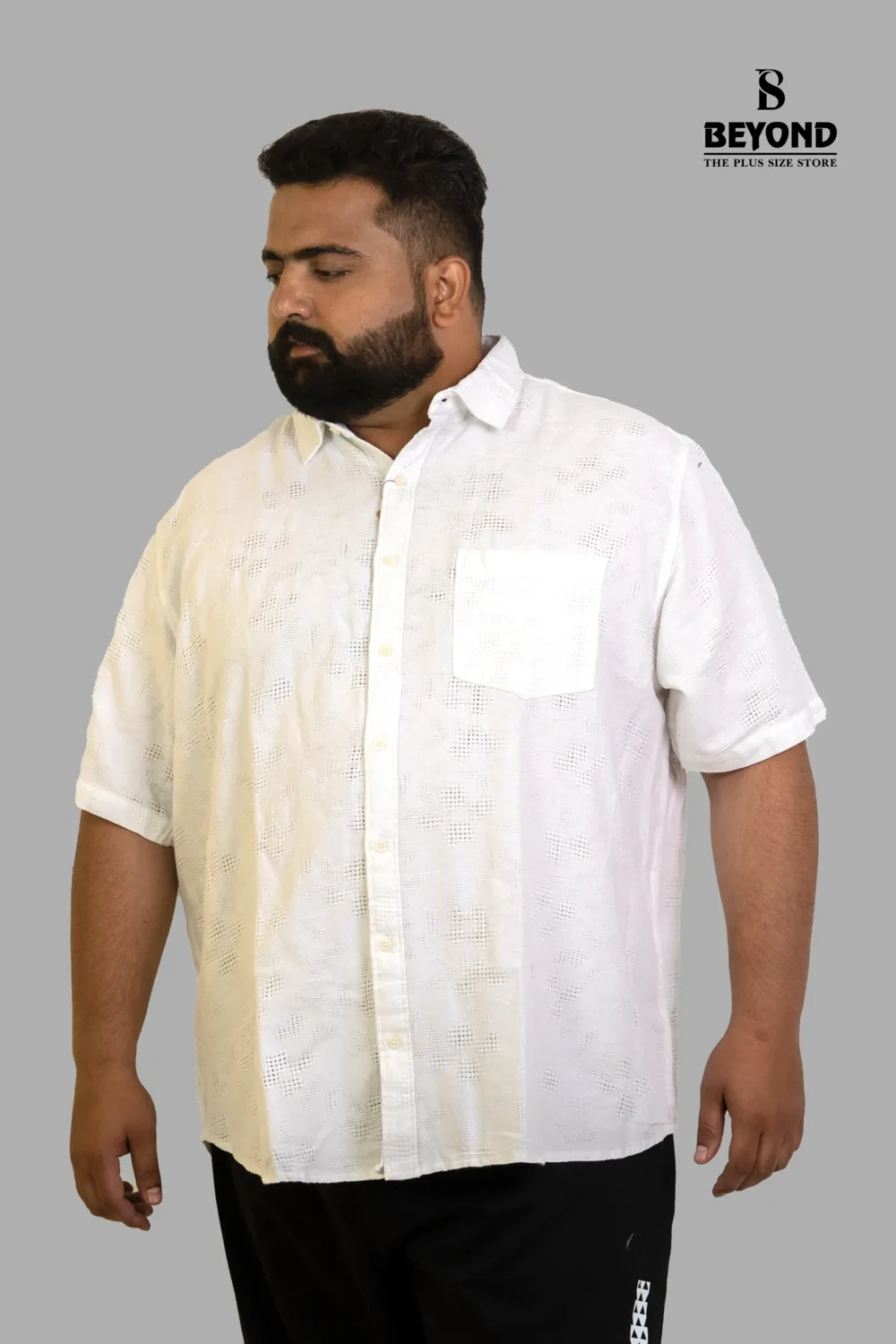 Ivory Breeze Textured Cotton Shirt (2XL–8XL)