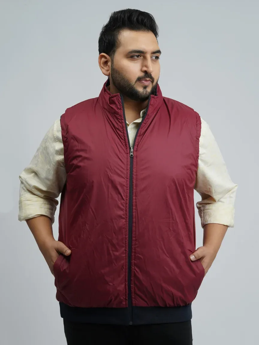 Men’s Plus Size Reversible Sleeveless Puffer Jacket – Maroon & Navy | Big Size Winterwear (3XL–8XL) alternate view