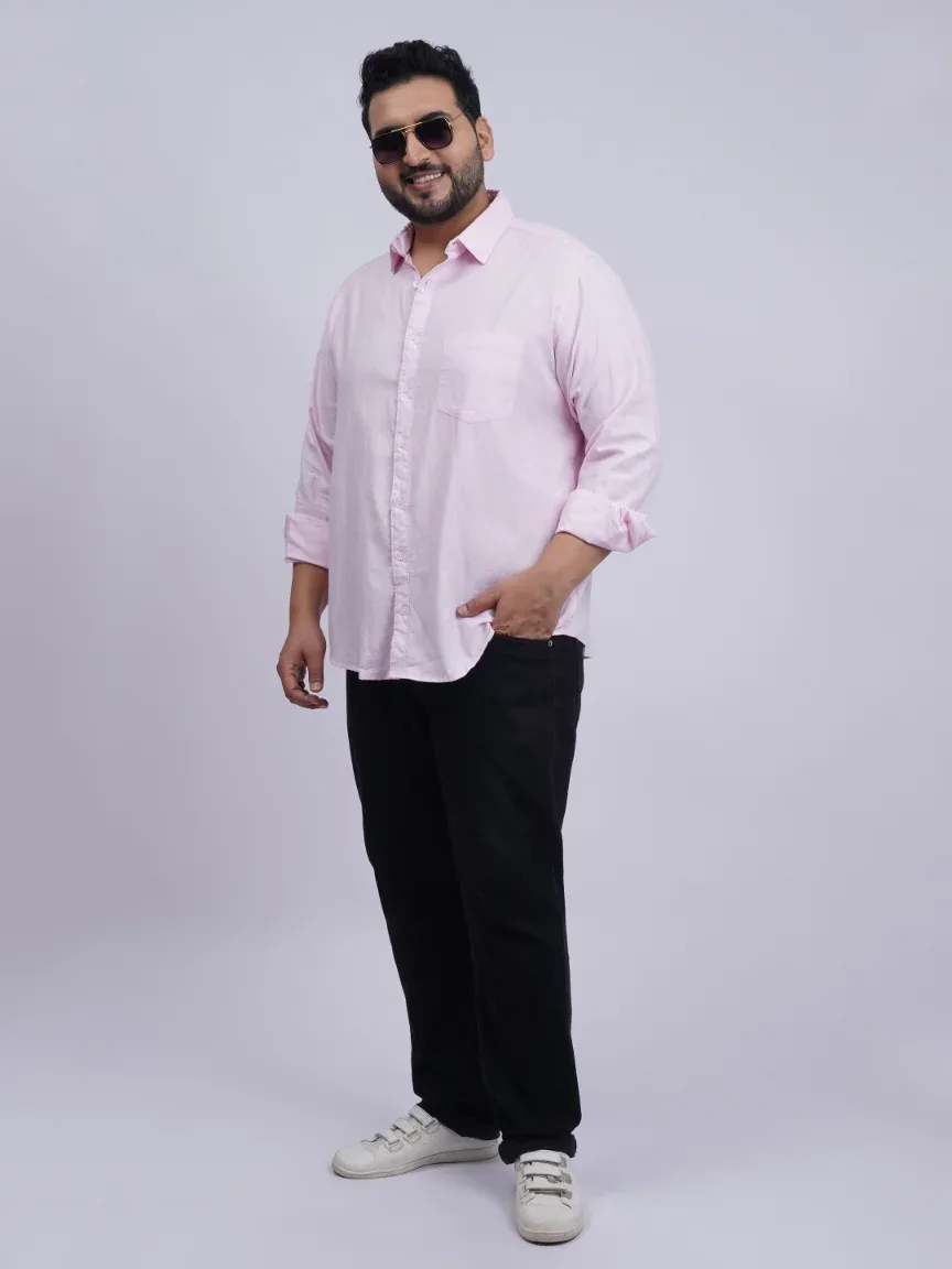 Pink Premium Solid Plus-Size Shirt for Men (3XL–8XL) alternate view