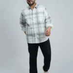 White & Grey Classic Check Plus-Size Shirt for Men (2XL–8XL) | Beyond The Plus Size Store