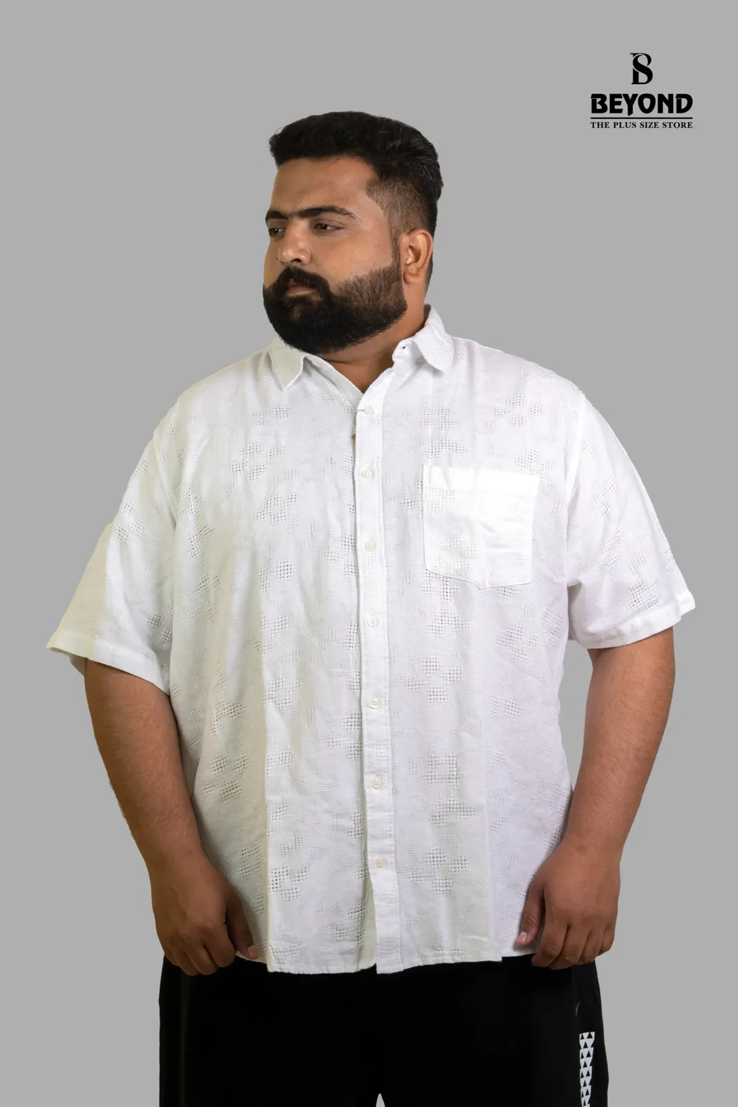 Ivory Breeze Textured Cotton Shirt (2XL–8XL) alternate view