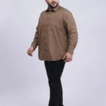 Brown Premium Solid Plus-Size Shirt for Men (3XL–8XL)