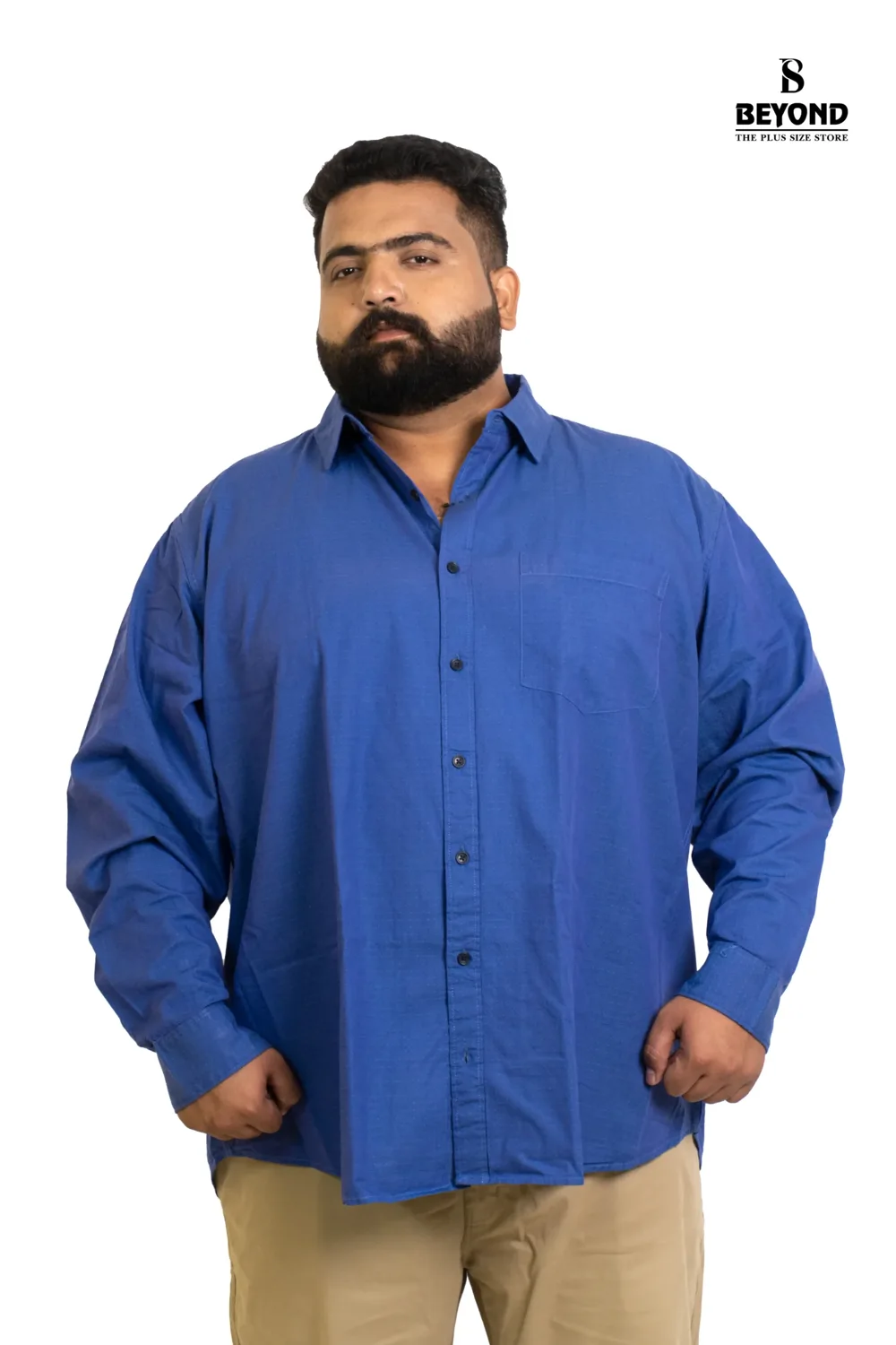 Royal Blue Premium Cotton Shirt – Timeless Style, Tailored for Big Builds (3XL–8XL)