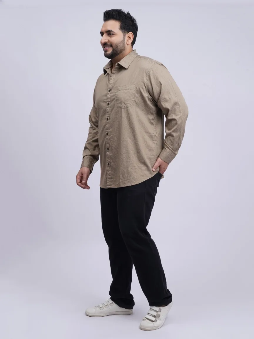 Beige Textured Patterned Plus-Size Shirt for Men (3XL–8XL) alternate view