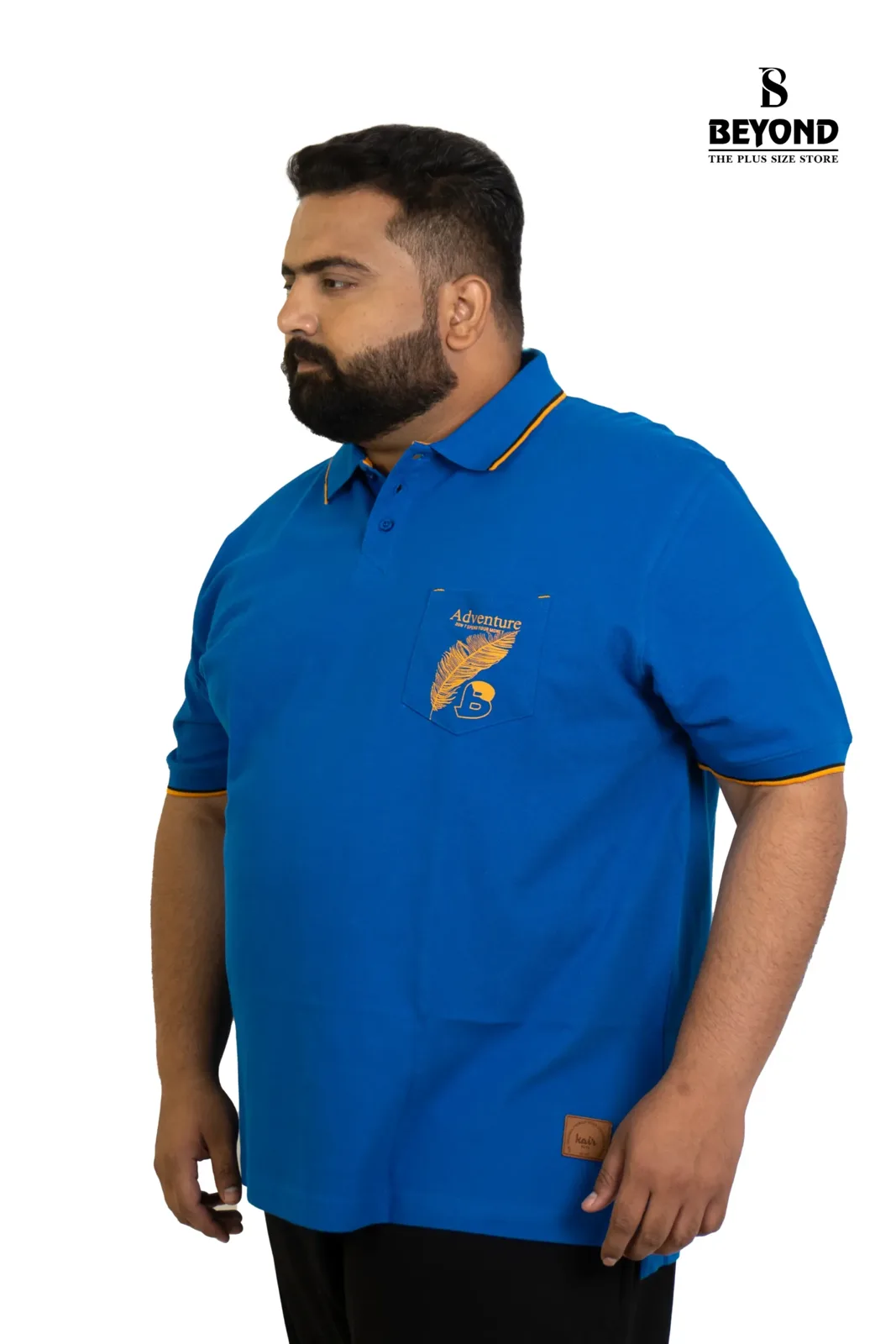 Royal Blue Polo Tee – Feather Edition (2XL–8XL) alternate view