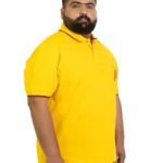 Sun Yellow Cotton Polo T-Shirt – Sporty Style for Confident Plus-Size Men (2XL–8XL)