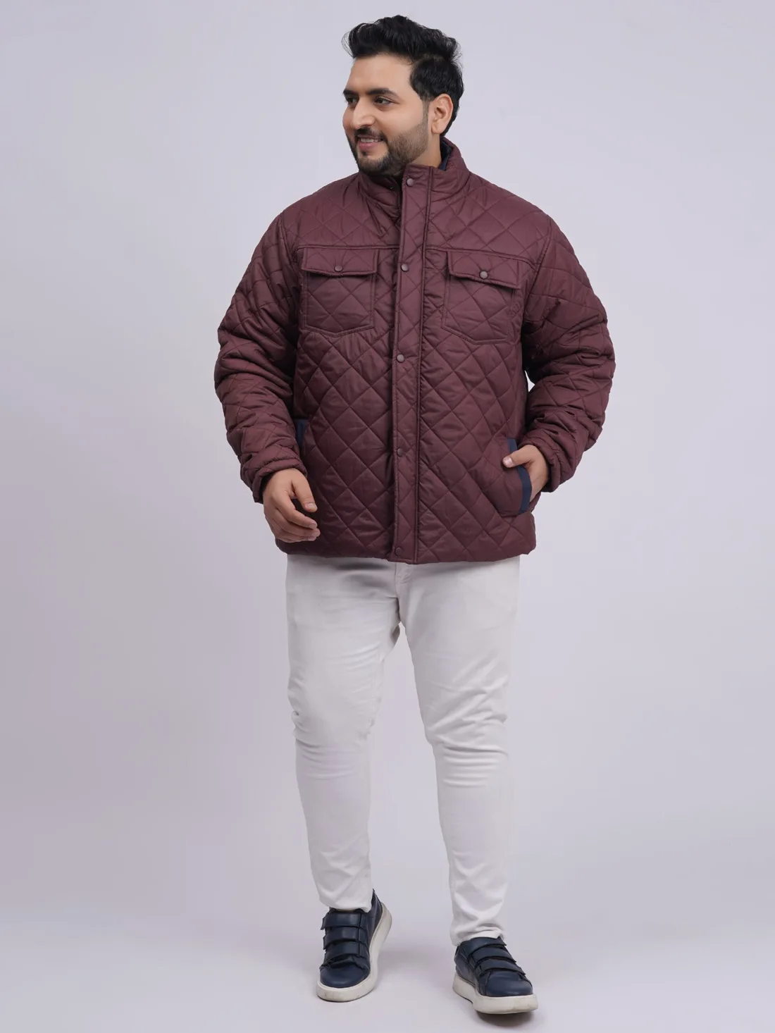 Men’s Plus Size Quilted Winter Jacket with Double Pockets